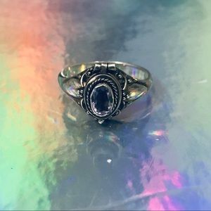 Vintage amethyst sterling silver poison ring